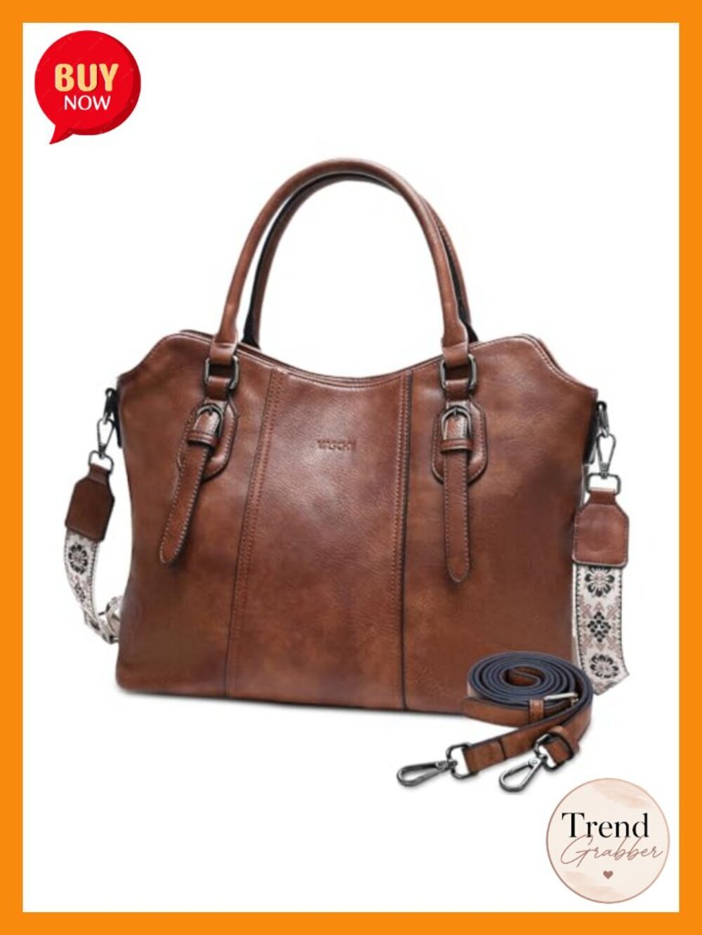 Vegan Leather Hobo Purse with Two Straps - Crossbody Shoulder Tote Bag
